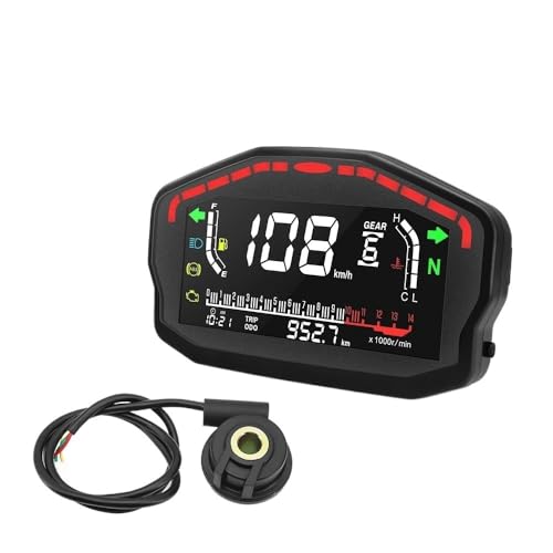 バイク走行距離計 ユニバーサルタコメーターオートバイデジタルパネルオイルゲージ燃料センサー付き モト LEDタコメーター1、2、4シリンダー用