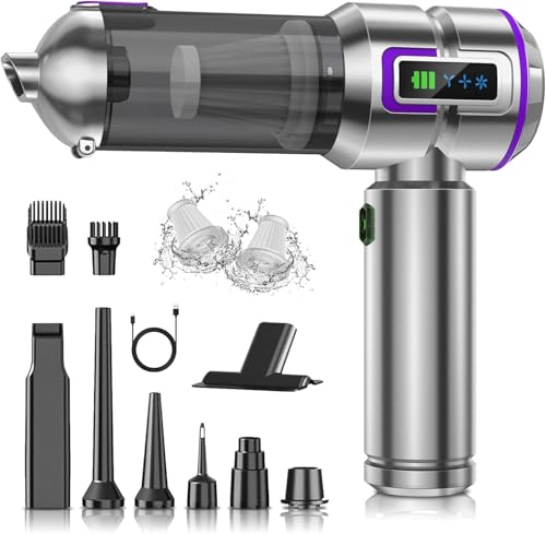 botatio Handheld Vacuum Cleaner 25000Pa Car Vacuum Powerful Suction 4-in-1 Hand Cordless Car Vacuum with Digital Display 1-Touch Automatic Emptying Brushless Motor & 3 Speeds Silver