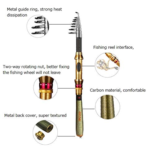 image for jaccer Fishing Rod Telescopic Fishing sea Rod Short Paragraph Carbon M