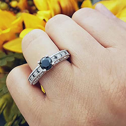 Dazzlingrock Collection 1.10 Carat (ctw) Round Black & White Diamond Ladies Bridal Vintage Style Engagement Ring in 925 Sterling Silver2