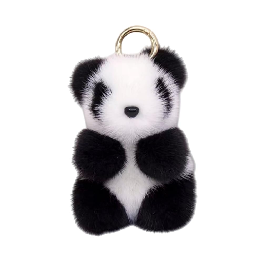 Omeiu Unisex Panda Store Cute Avocado Cat Paws Plush Keychain, Fluffy Faux Fur Decorative Key Ring Accessory For Women's Bags, Backpack And Purses (Panda)