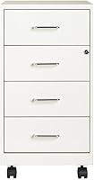 Vista 2 de Pemberly Row Archivador de metal moderno con 4 cajones en blanco perla