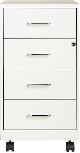 Miniatura 3 de Pemberly Row Archivador de metal moderno con 4 cajones en blanco perla