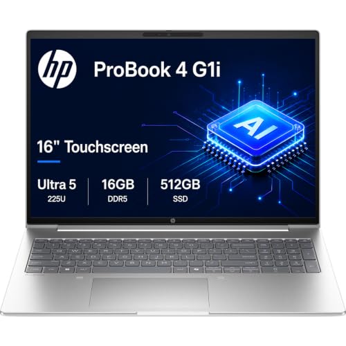 Image of HP ProBook 4 G1i Laptop 16 inch Touchscreen, Ultra 5 225U, 16GB DDR5, 512GB SSD