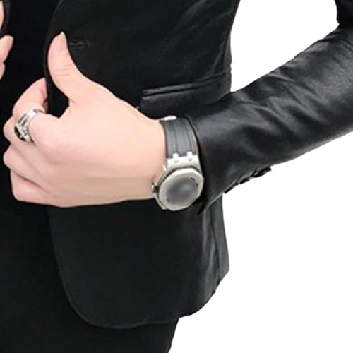 Chaqueta de cuero para hombre estilo blazer slim fit miniatura 4