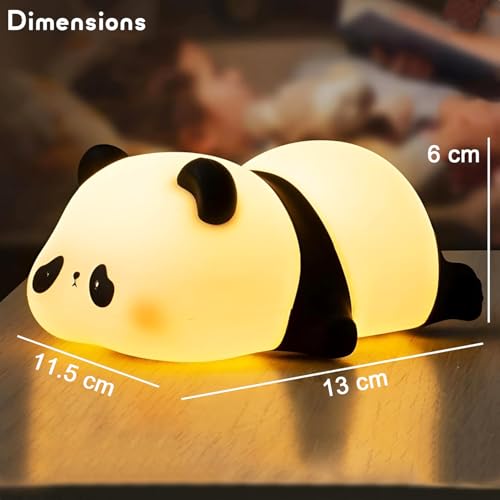 Image of VGRASSP Soft Panda Face Silicone Night Lamp Toy for Kids - Rechargeable and Color Changing Squishy Animal Light Gift for Babies and Toddlers - Color As Per Stock