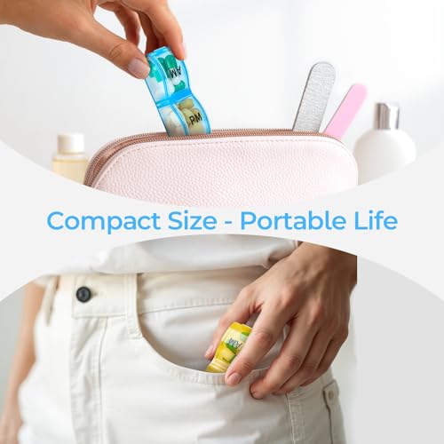 Image of Monthly Pill Organizer 2 Times a Day, one Month Pill Box AM PM, 30 Day Pill Case Small Compartments to Hold Vitamin and Travel Medicine Organizer, 31 Day Pill Organizer, 4 Week Pill Cases | Ultra-Compact, Pocket-Sized, Ultra-Light, Featherweight, Monthly Tracking, Daily Dose, Detachable Lid, Easy-Clean, BPA-Free