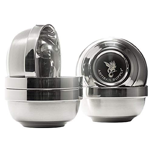 16 OZ Heat Insulated Double Walled Multipurpose Stainless Steel Bowls for Ice Cream, Cereal, Rice, Soup, Noodles, Salad, Kids Snacks, Prep Bowl for Healthy Meals, 5 Pieces per Pack