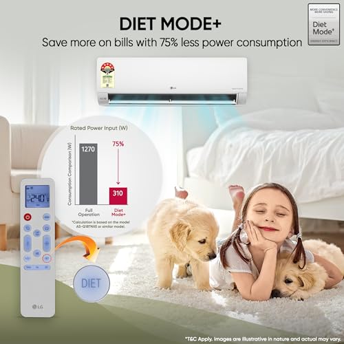 LG 1 Ton 5 Star, New star rated, Smart Inverter Split AC (Copper, AI Convertible 6-in-1 Cooling, Faster Cooling & Energy Saving, HD Filter with Anti-Virus Protection, Him Clean, AS-Q14YNZE, White) 8 414Wpkt8H3L