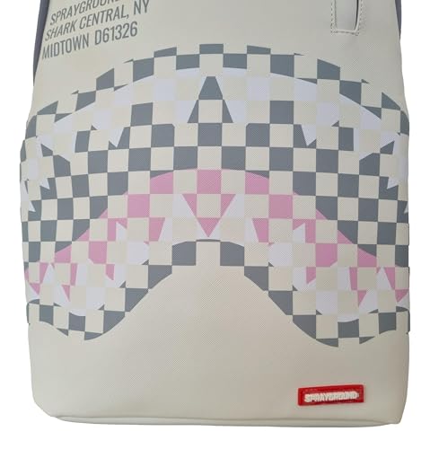 Sprayground Cream Check Shark Central Backpack2