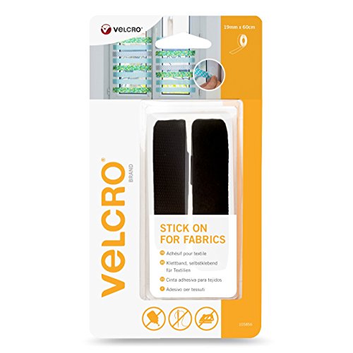VELCRO Brand Cinta adhesiva para tejidos 19mm x 60cm Negro