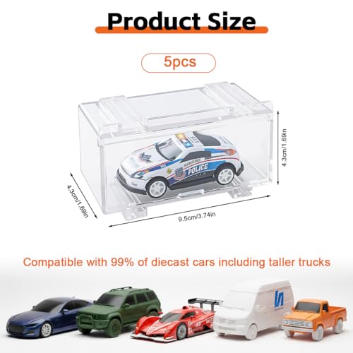 Image of HASTHIP 5Pcs Stackable Diecast Car Display Box, 1: 64 Individual Door
