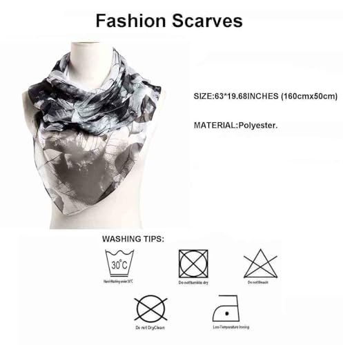 Image of Pokeedioty Scarfs for Women Lightweight Scarves Elegant Floral Pattern Sheer Scarfs Shawls Wraps