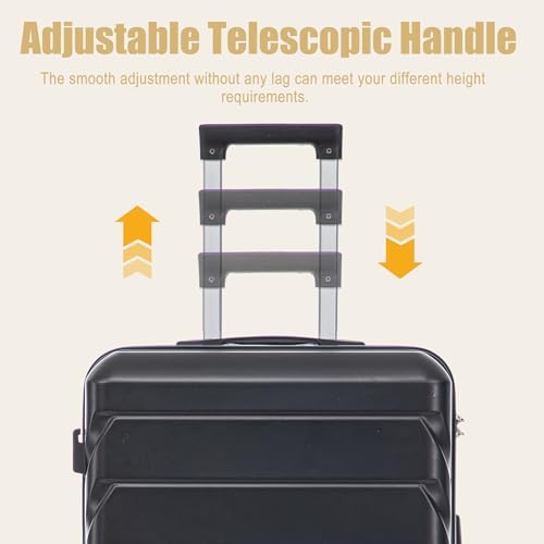 Image of 28 Inch ABS Hard Shell Large Luggage With Combination Lock and Side Hooks, Black
