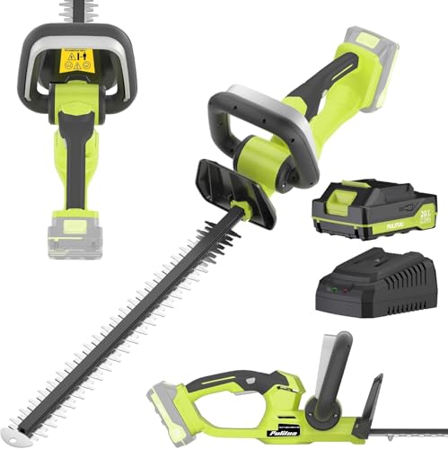 20V Akku Heckenschere Set mit 2.0Ah Batterie & Schnellladegerät 51cm Antirost-Doppelmesser 2 6kg Leichtgewicht für Frauen & Senioren 3-Punkt-Sicherheitsschalter für Garten Busch & Sträucher