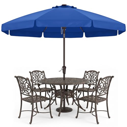 ABCCANOPY 10ft Scalloped Patio Umbrella, Outdoor Table Umbrella with Tilt and Crank, Fiberglass Ribs Deck Umbrella for Patio, Pool, Garden, Picnic (Blue)