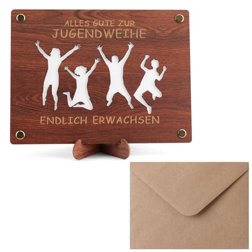 CYZBL 20 x 15 cm Regalo de Dinero de Madera, Embalaje para Regalos de Dinero con Soporte, Sobre para Regalo Dinero Boda, Dinero Juventud Regalo Madera para Chicas Jóvenes