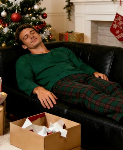 Image of Yoimira Mens Soft Pajama Set Short /Long Sleeve 2 Piece PJs with Pockets | Men's short /long sleeve pajama set, soft 2 piece PJs with pockets for sleepwear, loungewear, relaxing at home and nightwear