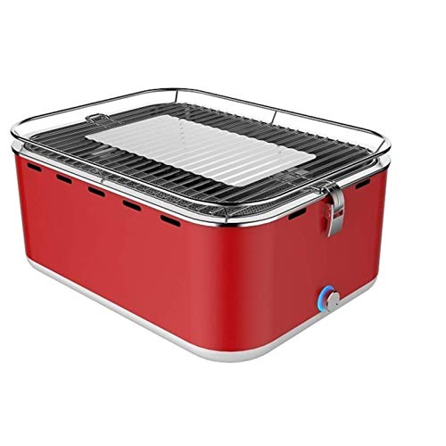 Barbecue Grill Tragbarer Holzkohlegrill Tischplatte Square Grill Weniger Rauchgrill Zündung von 3-4 Minuten für Barbecue Grill im Freien (Farbe: Rot)