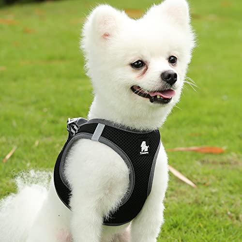 TRUE LOVE Dog Harness Soft Air Mesh Adjustable Reflective Pet Vest for Small and Medium Breeds Large, Black - Image 2