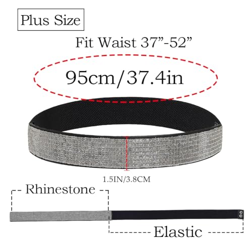 Abien Plus Size Rhinestone Belt for Women Black Rhinestone Stretch Belt Crystal Waist Belt for Dresses2