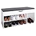 Produktbild RICOO Schuhregal Schuhschrank mit Sitzkissen 104x49x30 cm (WM034-W-A) Holz Weiss Sitzbank mit Stauraum Sitztruhe Schuhbank Aufklappbar