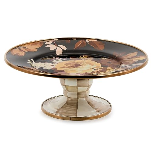 Image of MACKENZIE-CHILDS Pedestal Platter, Mini, Wild Rose Brown