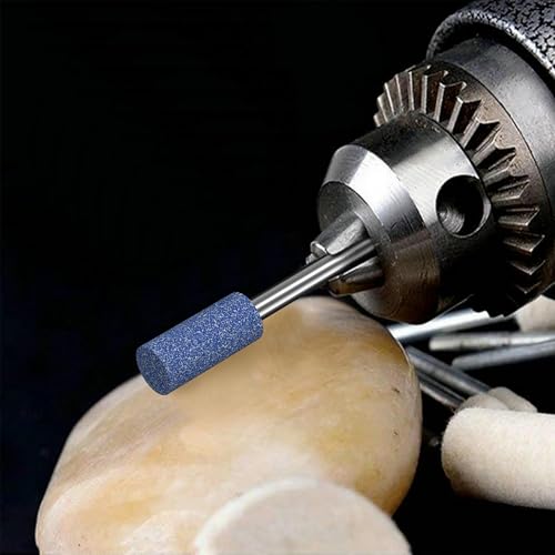 HUHAO 7Pcs Rotary Grinding Stone- 3mm Shank Assorted Shape Abrasive Stone Mounted Grinding Point Sharpening Bits for Rotary Tool Drill, Grinding, Polishing