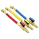 Nicear 3-teiliges Füllschlauch- und Kugelhahn-Set, farbcodierte Schläuche/mit Kugelhahn, 1/4-Zoll-SAE-Gewinde für AC/HVAC-Wartungskit und Klimaanlage (24 cm)