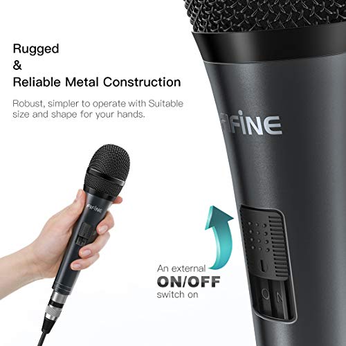 FIFINE Wired Microphone for Amplifier/Speaker,Handheld Dynamic Mic for DJ, Karaoke, Plug in Microphone with Cord for Singing, Vocal Recording-K6 - Image 5