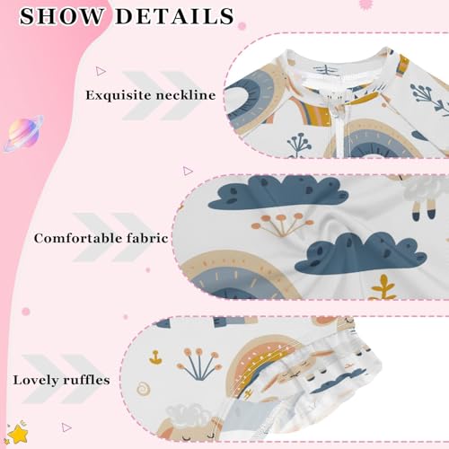 Cute Sheep on Rainbow Girls Long Sleeve Swimsuits One Piece Zipper Bathing Suit UPF 50+ Rashguard Swimwear4