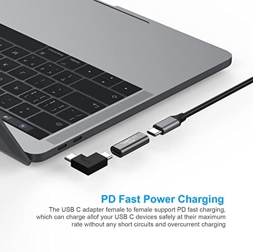  2PACK USB-C Female to Female Aluminium Adapter Converter Support 4K Video, Fast Charger & 10Gbps Data Transfer. Compatible with Thunderbolt 3 MacBook, Pixel, S21, S20, Note 20 etc. (Black)