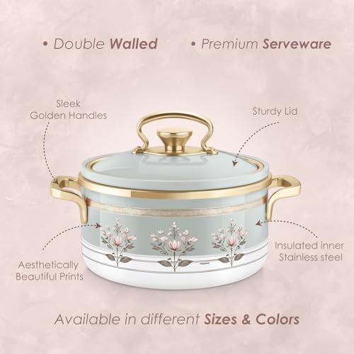 Image of Nayasa Rachel Casserole- Small Set of 3, 500, 1000, 1500 ML | BPA Free | Food Grade | Easy to Carry | Easy to Store | Hot Pot for Kitchen | Roti Box | Teal