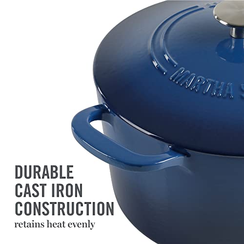 MARTHA STEWART Gatwick 7-Quart Enamel Cast Iron Dutch Oven Pot with Lid – Classic Blue – Durable Heavy-Duty Dutch Oven for Slow Cooking, Braising & Baking by Martha Stewart - Image 7