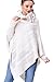 Women's Polo Neck Knit Poncho Cape + Arm Warmer Fingerless Gloves (Cream White)
