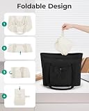 bagsmart Damen Handtasche, Faltbare Einkaufstasche Sporttasche Strandtasche, 20L Reißverschluss Umhängetasche mit Laptopfach für Reisen Arbeit Fitness, Beige