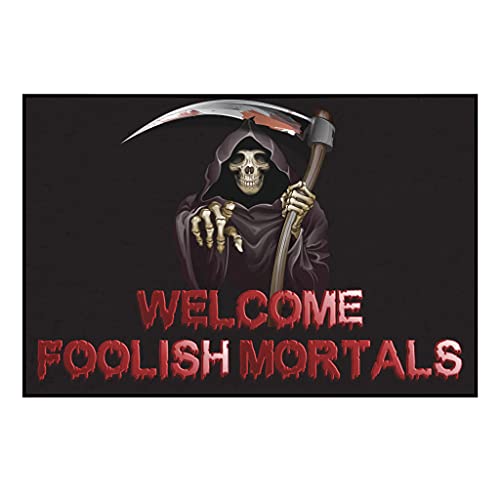 VictoryStore Home Accessories: Halloween Doormat 24 inches x 36 inches Halloween Themed Doormat (Welcome Foolish Mortals)