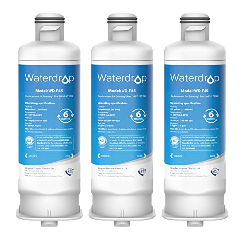 Waterdrop DA97-17376B Replacement for Samsung HAF-QIN/EXP, DA97-08006C, RF28R7201SR, RF28R7351SG, WD-F45, Refrigerator Water Filter, 3 Filters