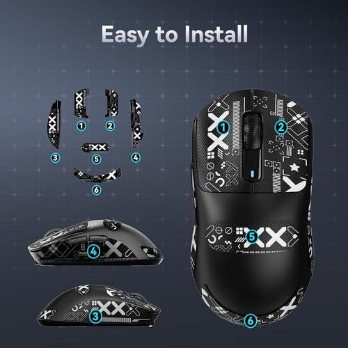 Image of Mouse Anti Slip Grip Tape, Pre-Cut Universal Griptape for Superlight Wireless Gaming Mouse Skins, Sweat Resistant, Elastics Refined Side Grips, Easy to Apply, Ultra-thin 0.5mm (0.02in) - Black