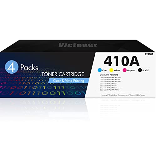 410A Toner Cartridge Replacement for HP 410A Color Pro MFP M477fnw M477fdw M452dn M452nw M477fdn M452dw CF410A CF411A CF412A CF413A Printer (Black Cyan Yellow Magenta, 4-Pack)