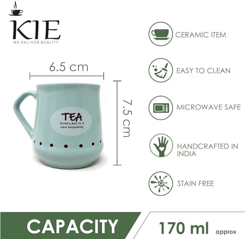 Image of KIE Beautiful Tea printed Handcrafted Ceramic Tea Cups Set of 6 Ceramic Cups Coffee Mugs Tea Set (170 ML, Microwave Safe,)