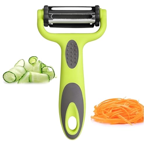 Image of Multi-Functional Vegetable Peeler for Kitchen | Stainless Steel Peeler with Wooden Handle & Bottle Opener | Single Blade for Fruits | 1 Piece (3 in 1 Rotary Multi-Functional Peeler)