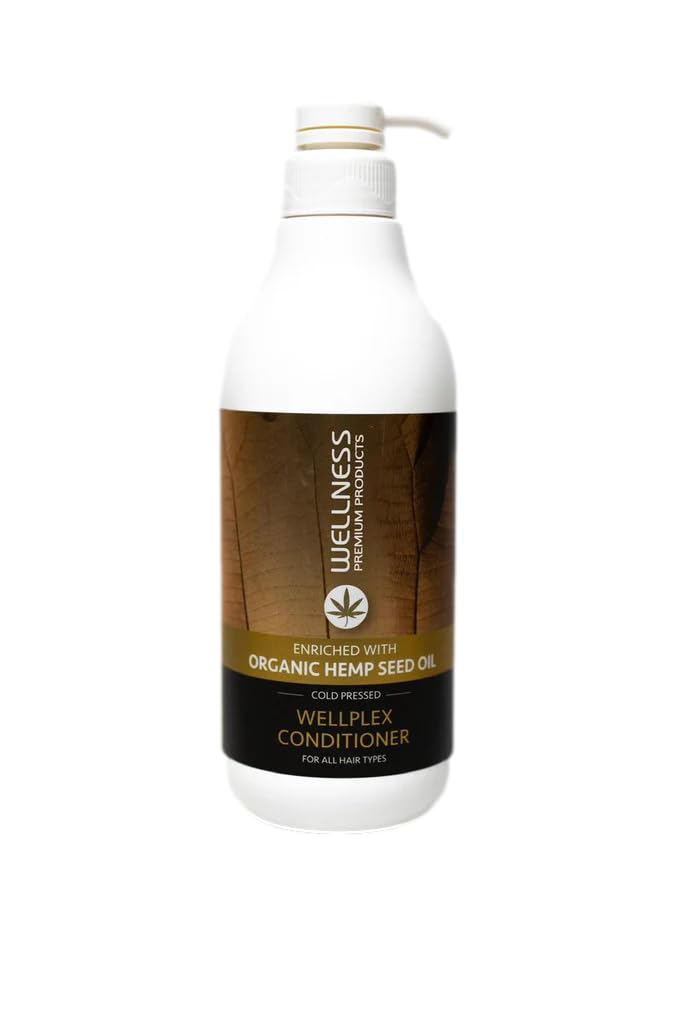 Wellness Premium ProductsWellplex Hemp Infused Rejuvenating Conditioner | Deep Repair & Hydration for Damaged, Color-Treated Hair | Organic Formula with Hyaluronic Acid & Fiberplex | Vegan 1 Liter