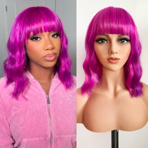 Synthetic Short Bob Wig with Bangs for Women Colorful Cosplay Halloween Wig