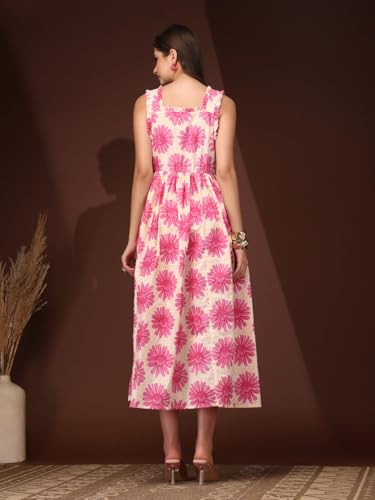 Image of Dress for Women | New Rayon Floral Printed Flared Maxi Dress for Women & Girl's