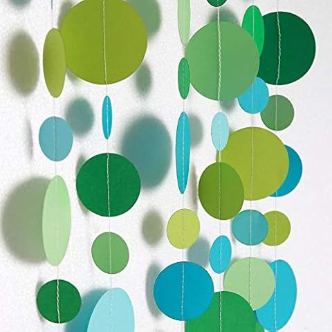 Green and Blue Circle Dots Garlands Kit for Party Decorations Spring Summer Bubble Hanging Streamer Backdrop Wall Bunting Banner for Wedding/Baby Shower/Birthday Under The Sea/Table Runner Cover
