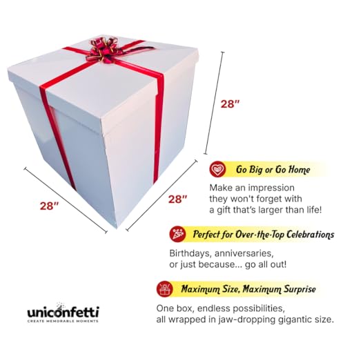 Extra große Geschenkbox, 71 x 71 x 71 cm, groß, Jumbo-Geschenkboxen mit Deckel, für große Geschenke, Geburtstagsüberraschung, besondere Anlässe, einzigartige Feiern, nicht für schwere Lagerung