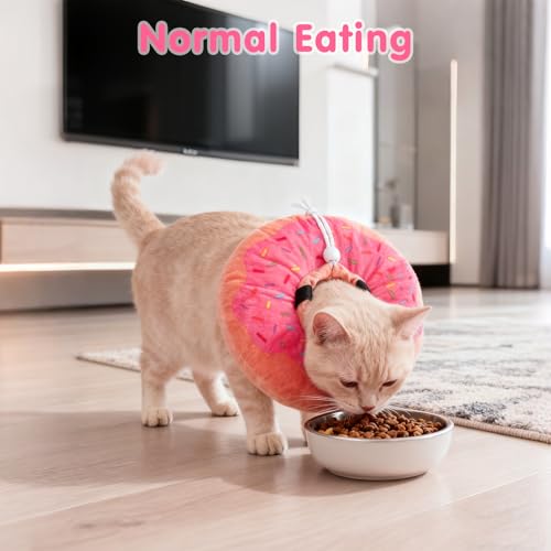 Image of BEAUTYZOO Cat Cone Collars Soft, Cat Recovery E Collars After Surgery to Stop Licking, Adjustable Elizabeth Circle Collar Cute Pet Donut Pillow for Cats Kitten Small Dogs, Pink M