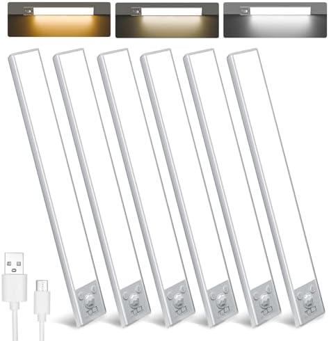 10inch Under Cabinet Lighting, 96 LED Rechargeable Motion Sensor Light ...