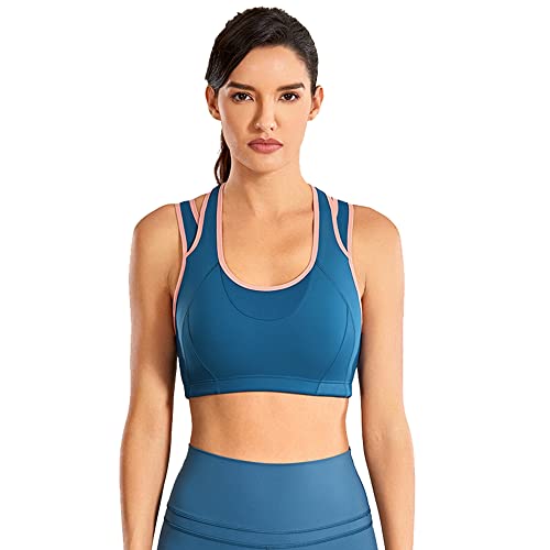 Soutien-gorge de sport bleu M sans armature avec dos croisé pour le fitness